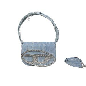 Diesel Light Blue Ripped Denim Shoulder Bag
